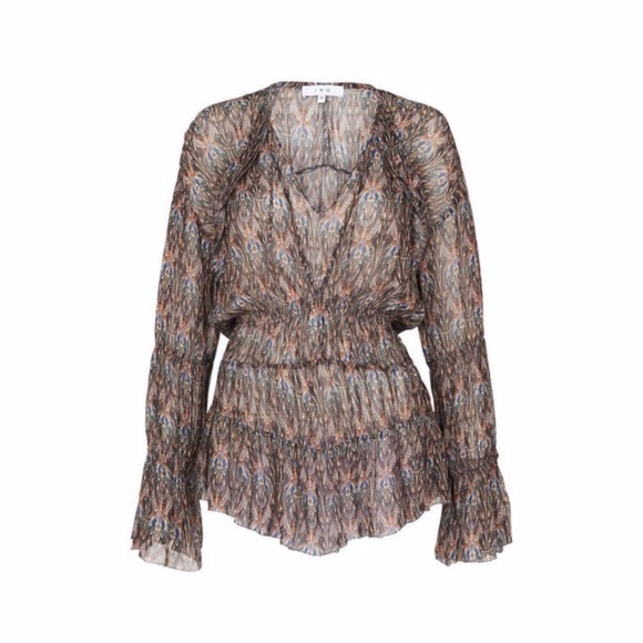 IRO Tops - IRO Janie Bell Sleeve Ruffle Printed Blouse